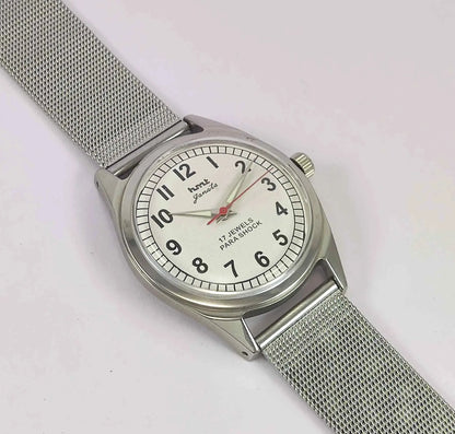HMT Janata Para Shock 17 Jewels White Numerial Dial Men's Wrist Watch Discover-Diamonds