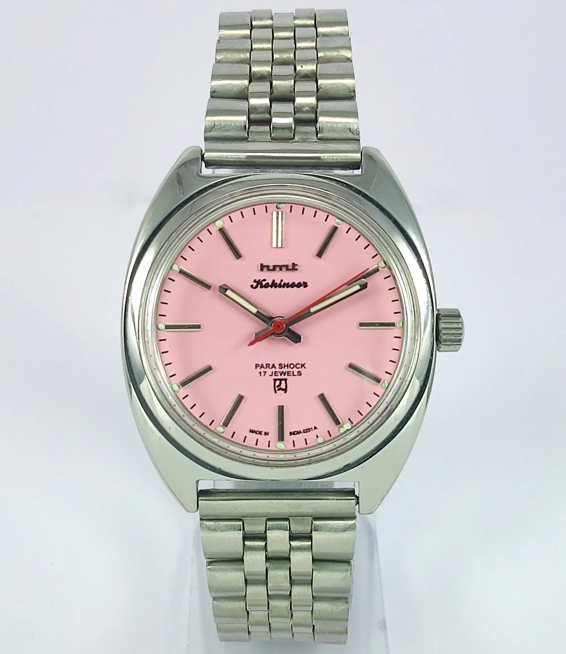 HMT Kohinoor Pink Dial Mechanical Habdwinding Men's Watch 0231 Discover-Diamonds