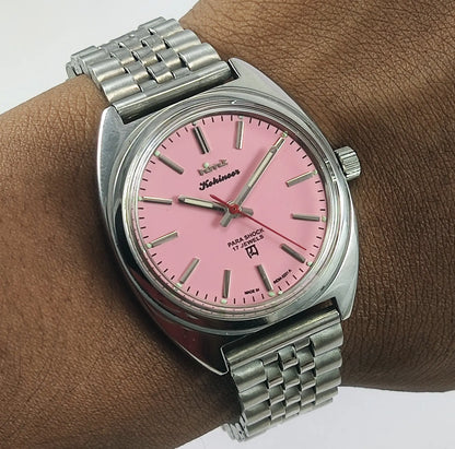 HMT Kohinoor Pink Dial Mechanical Habdwinding Men's Watch 0231 Discover-Diamonds