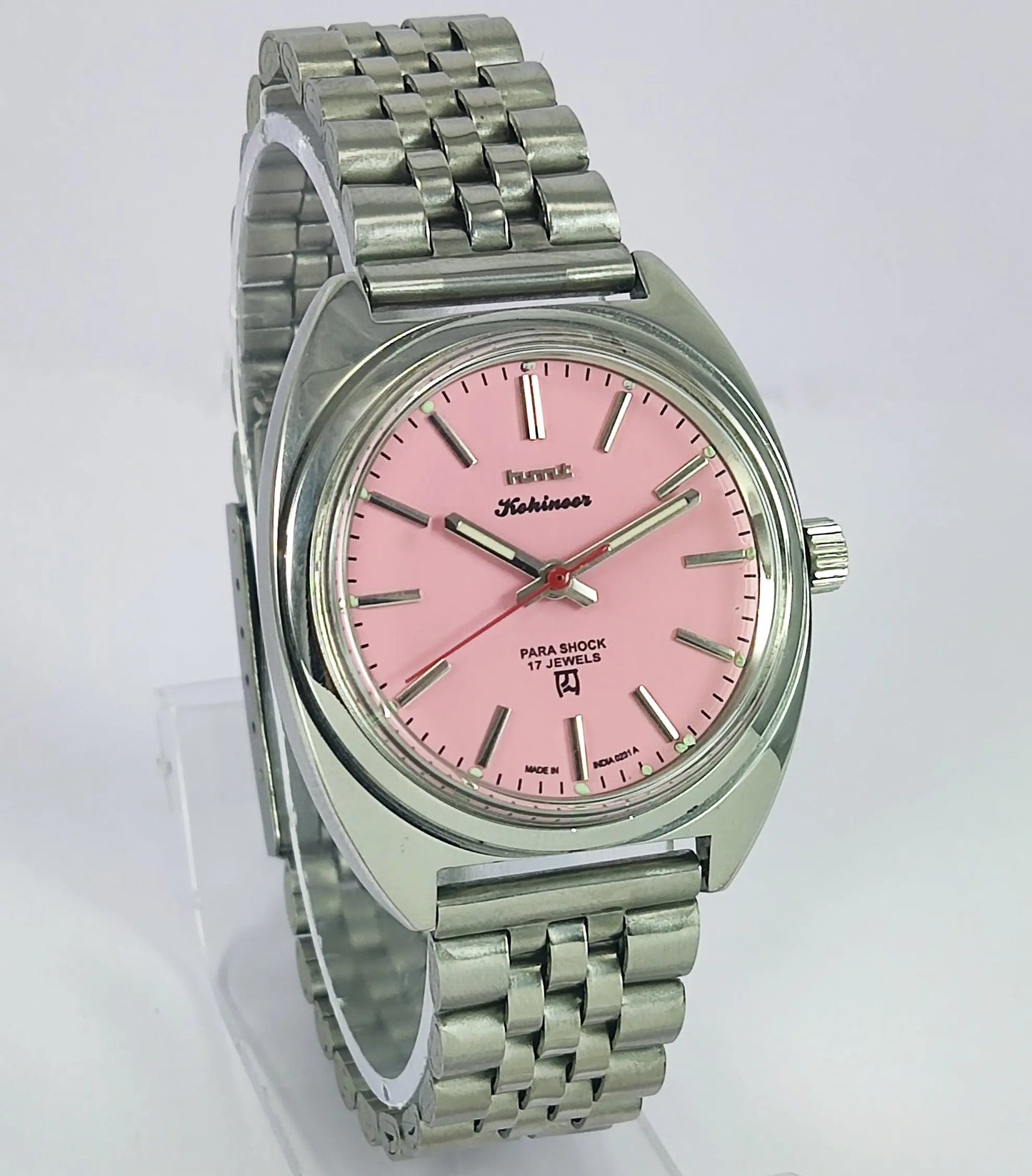 HMT Kohinoor Pink Dial Mechanical Habdwinding Men's Watch 0231 Discover-Diamonds