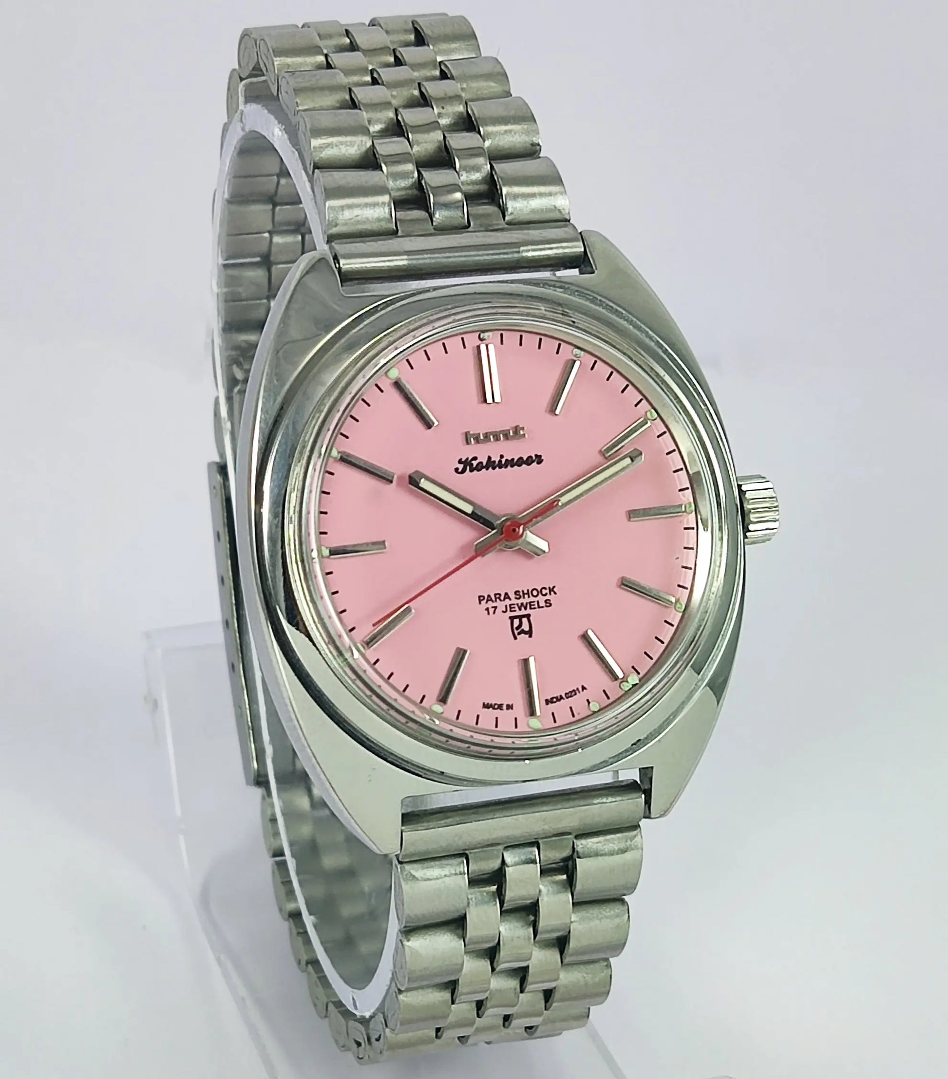 HMT Kohinoor Pink Dial Mechanical Habdwinding Men's Watch 0231 Discover-Diamonds