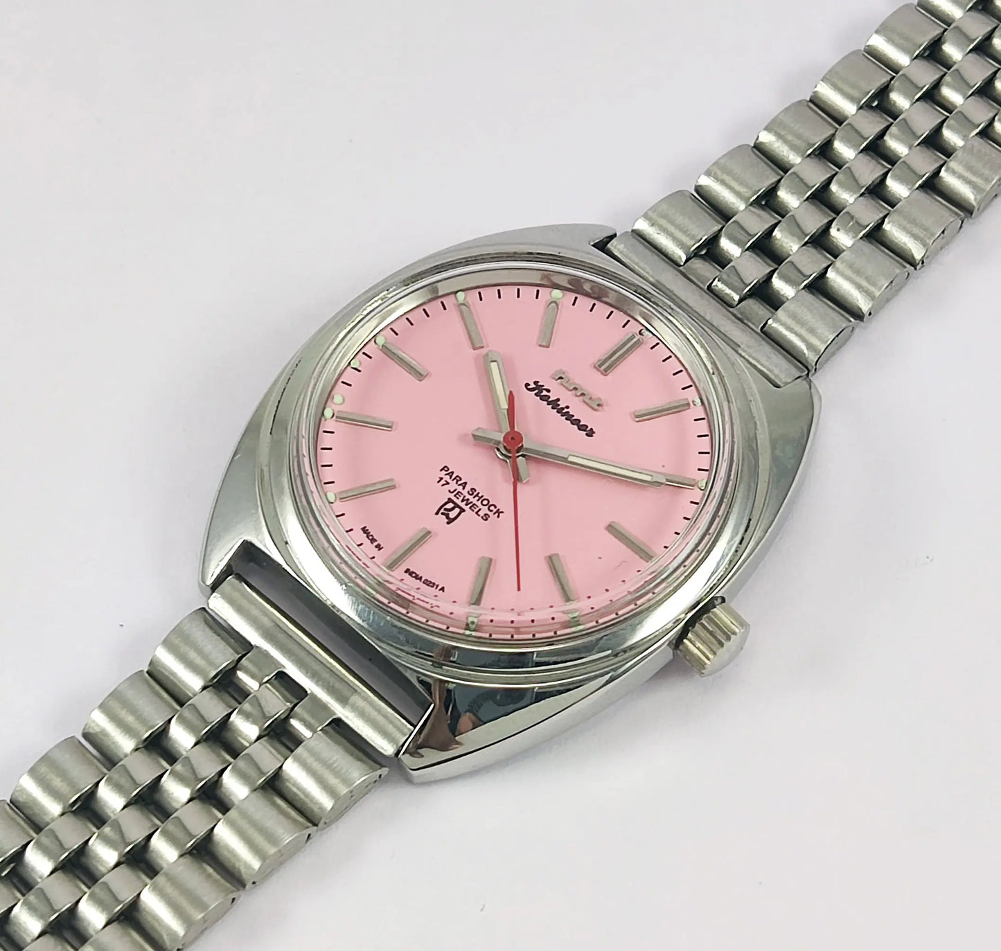 HMT Kohinoor Pink Dial Mechanical Habdwinding Men's Watch 0231 Discover-Diamonds