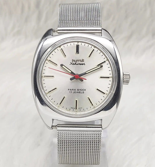 HMT Kohinoor Silver Dial Stick Indices Para Shock 17 Jewels Handwinding Men's Watch