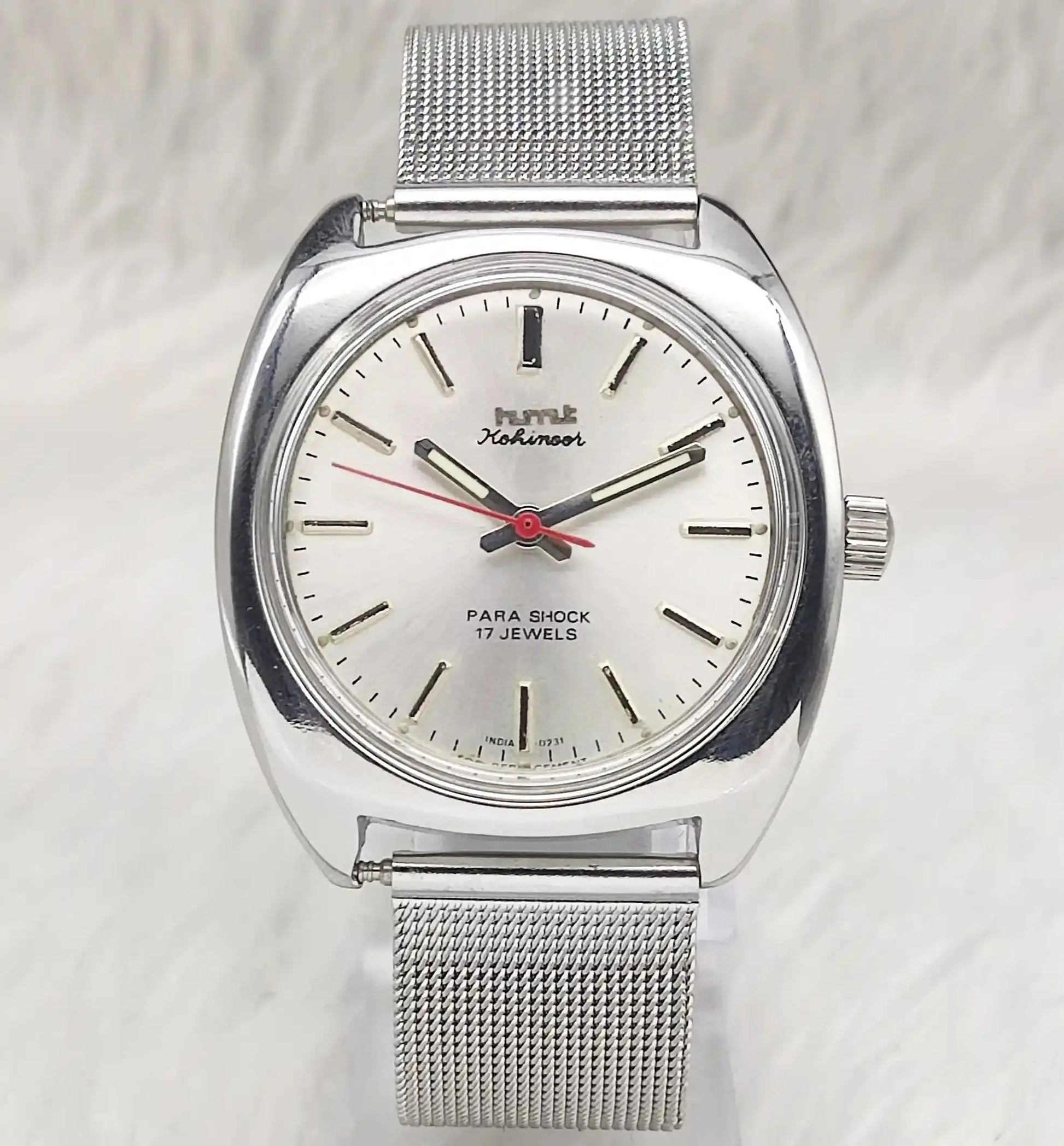 HMT Kohinoor Silver Dial Stick Indices Para Shock 17 Jewels Handwinding Men's Watch