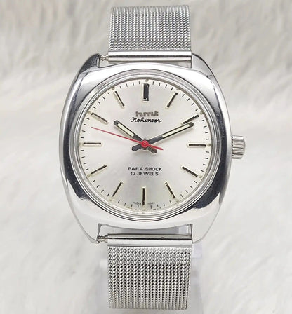 HMT Kohinoor Silver Dial Stick Indices Para Shock 17 Jewels Handwinding Men's Watch
