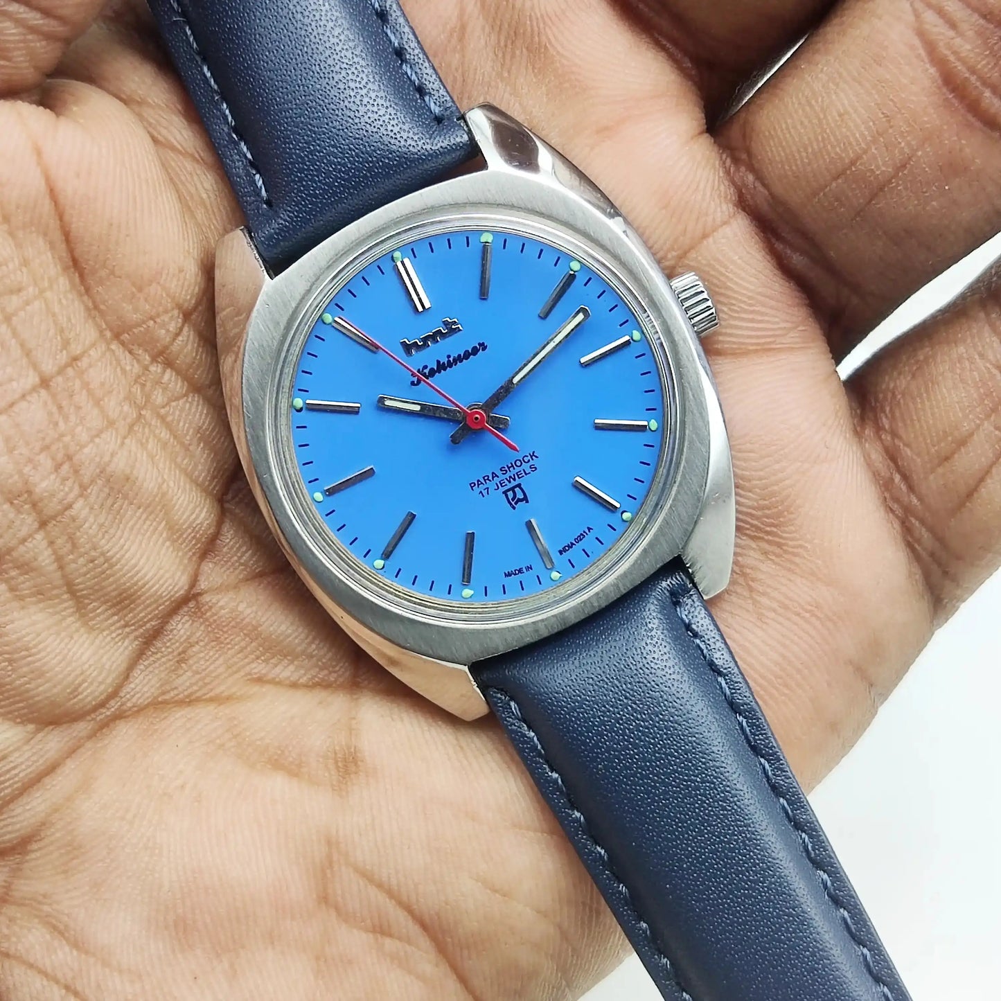 HMT Kohinoor Sky Blue Dial 17 Jewels Stick Indices Handwinding