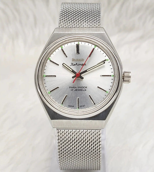 HMT Kohinoor Stick Indices 17 Jewels Silver Dial Handwinding