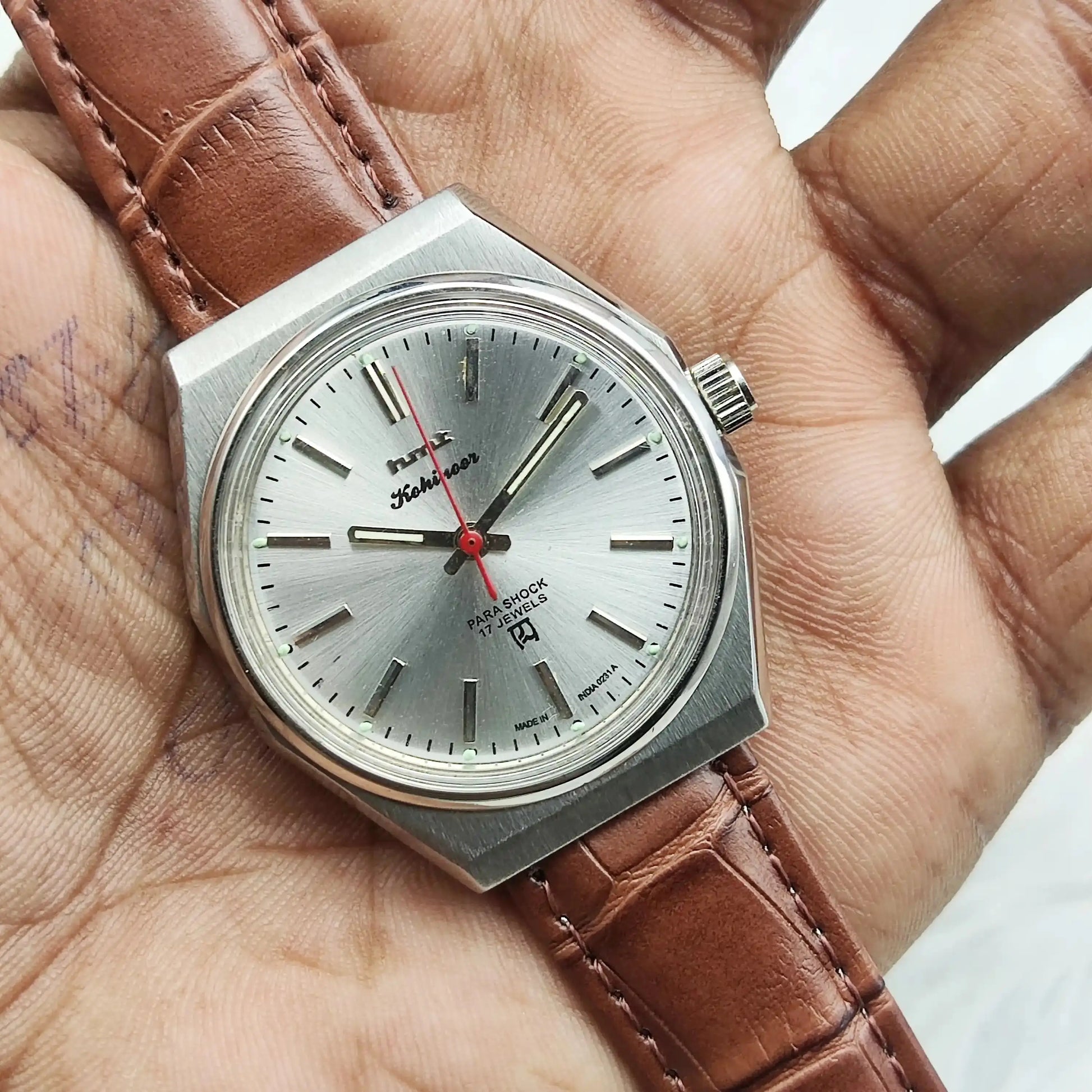 HMT Kohinoor Stick Indices 17 Jewels Silver Dial Handwinding