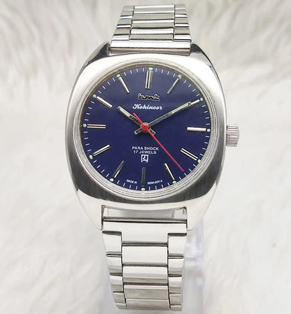 HMT Kohinoor Stick Indices Para Shock 17 Jewels Blue Dial Handwinding