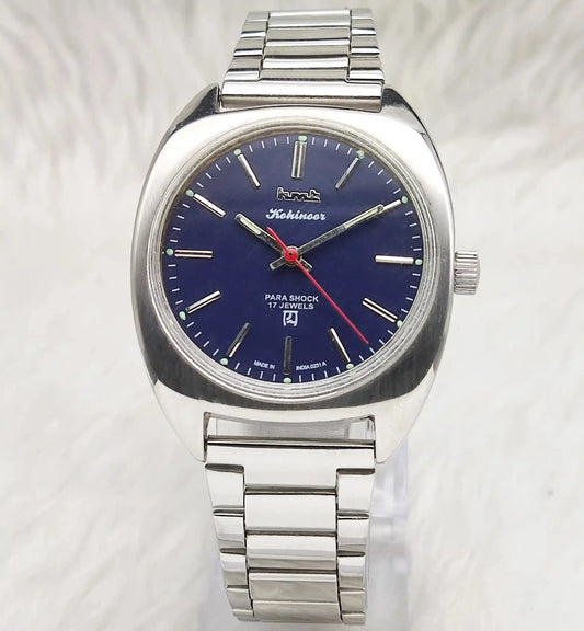 HMT Kohinoor Stick Indices Para Shock 17 Jewels Blue Dial Handwinding