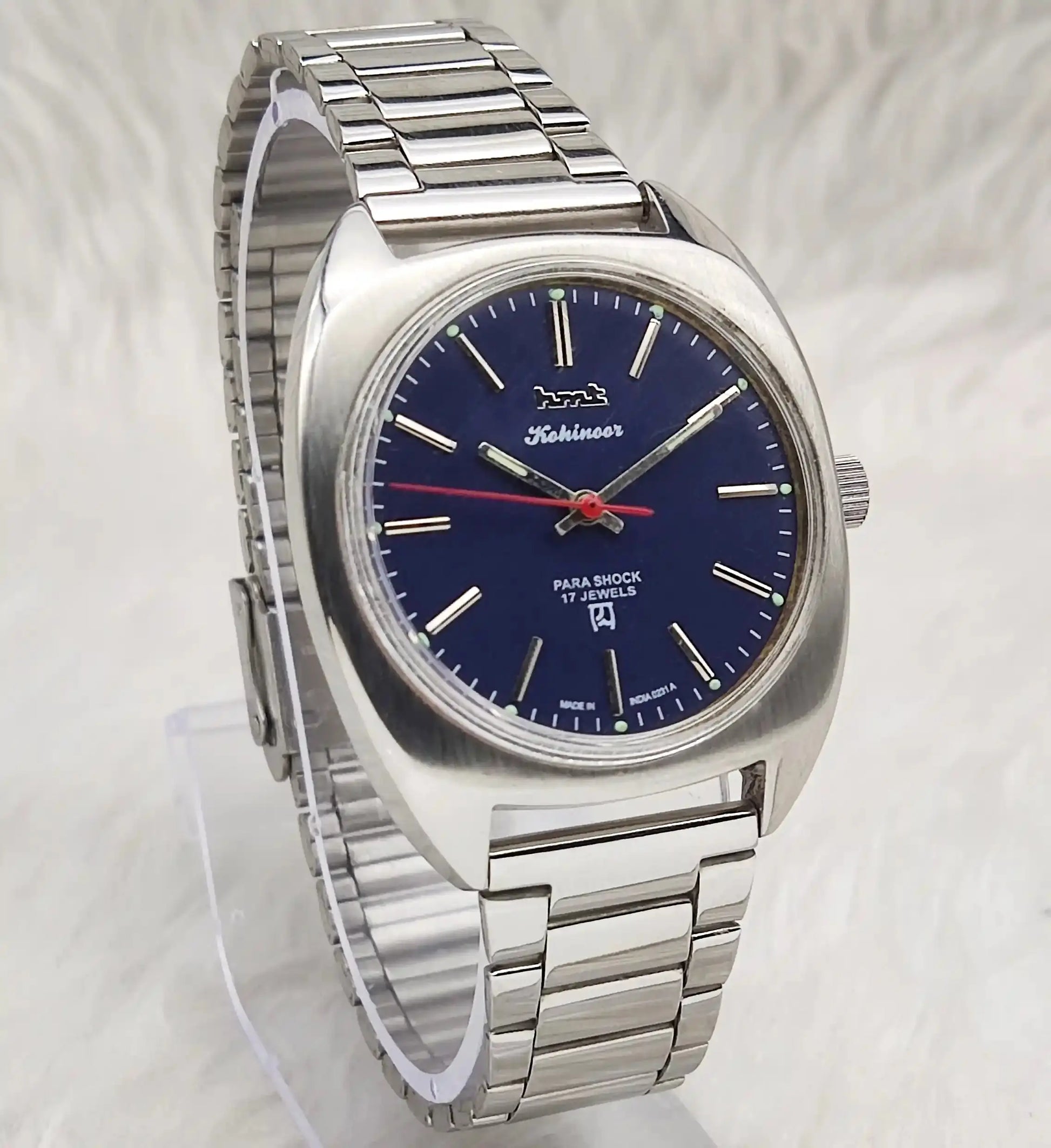 HMT Kohinoor Stick Indices Para Shock 17 Jewels Blue Dial Handwinding