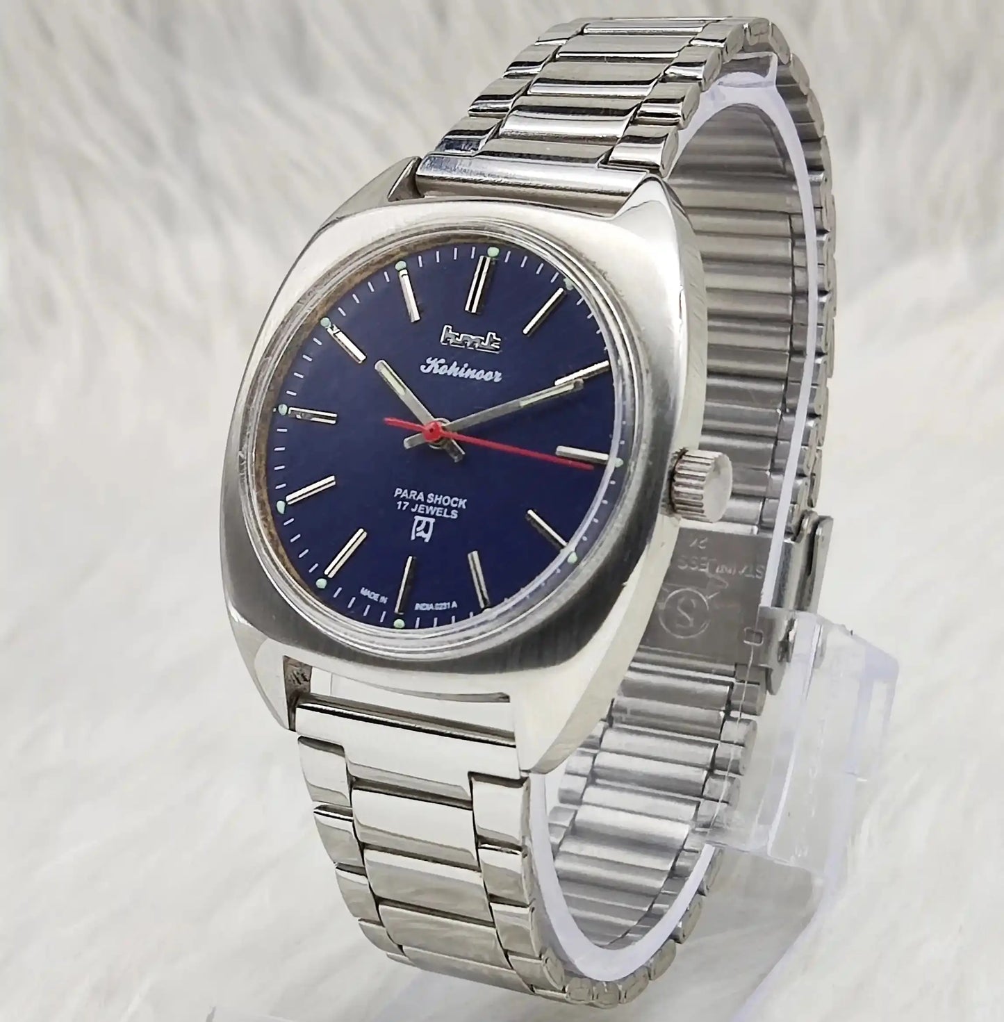 HMT Kohinoor Stick Indices Para Shock 17 Jewels Blue Dial Handwinding