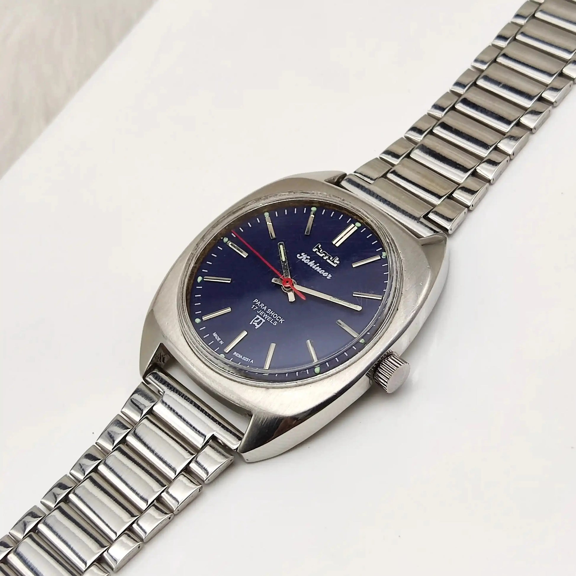 HMT Kohinoor Stick Indices Para Shock 17 Jewels Blue Dial Handwinding