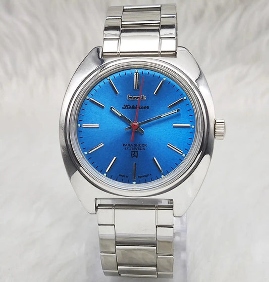 HMT Kohinoor Stick Indices Para Shock 17 Jewels Sky Blue Dial Handwinding Watch