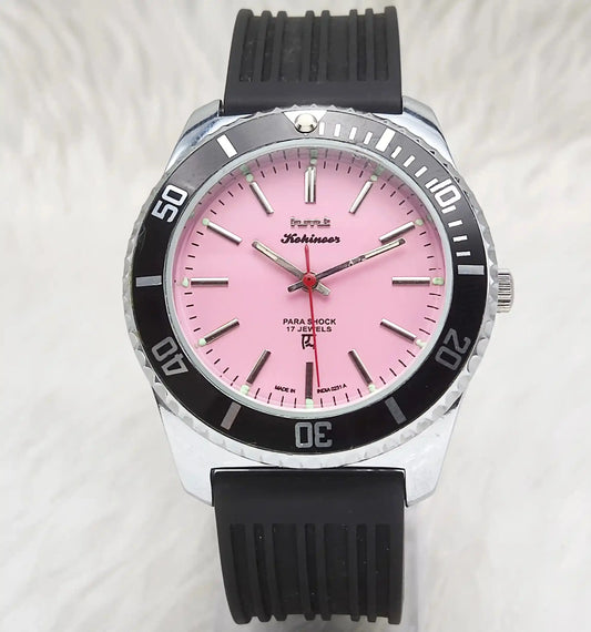 HMT Kohinoor Stick Indices Pink Dial Handwinding 17 Jewels