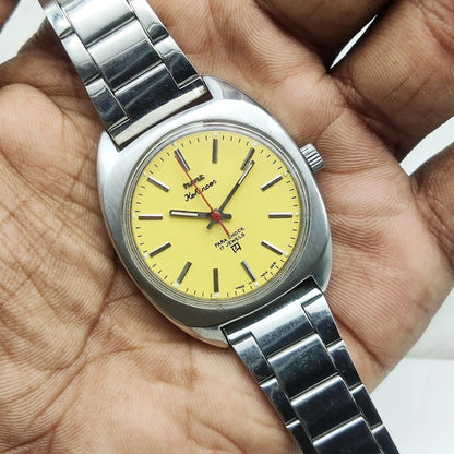 HMT Kohinoor Yellow Stick Indices Dial Handwinding 17 Jewels