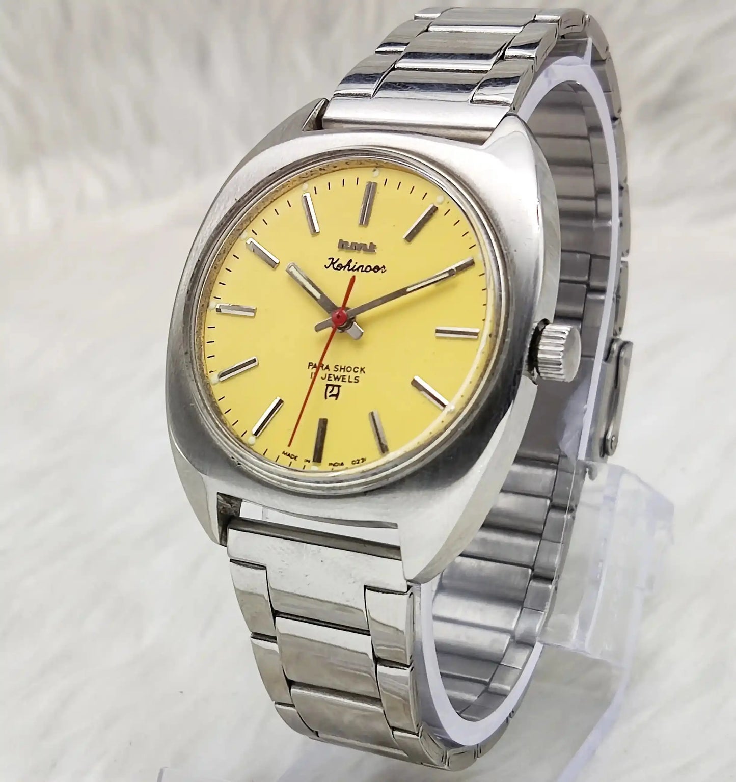HMT Kohinoor Yellow Stick Indices Dial Handwinding 17 Jewels