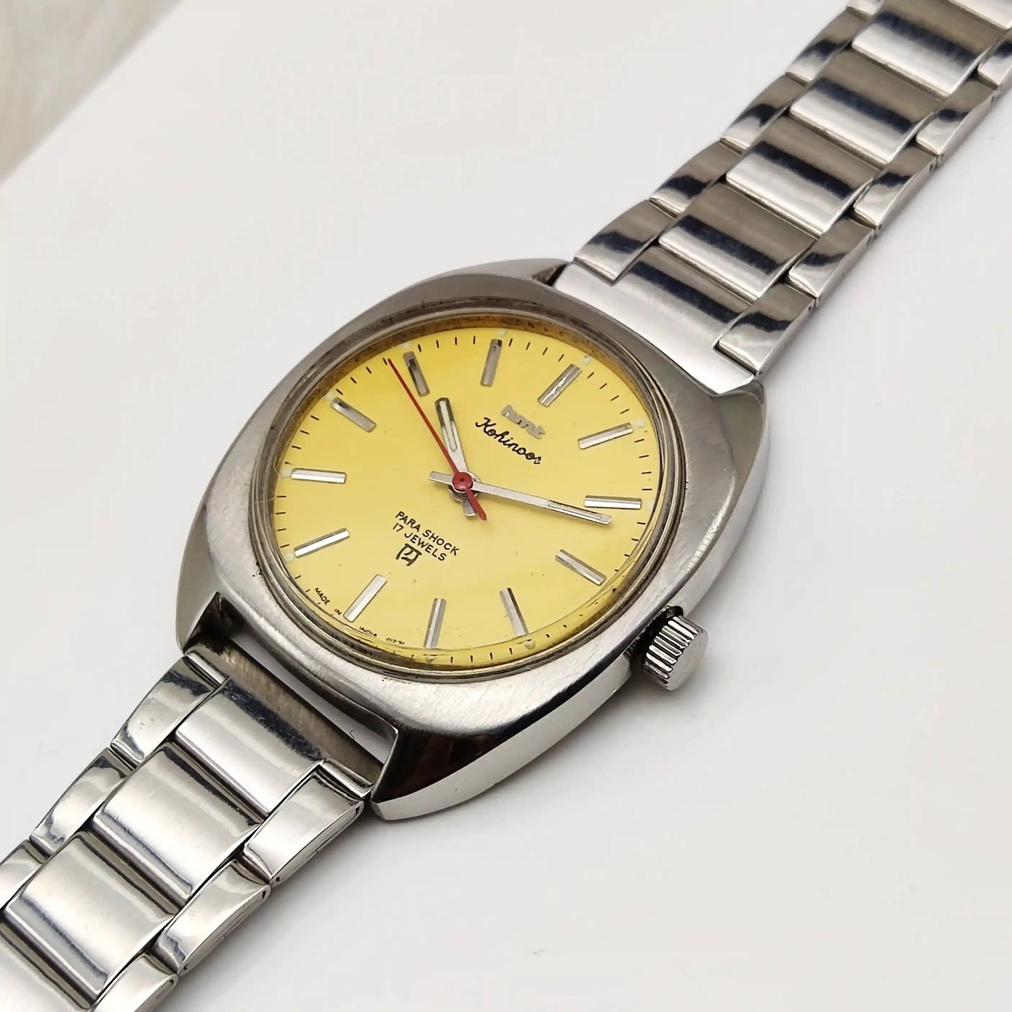 HMT Kohinoor Yellow Stick Indices Dial Handwinding 17 Jewels