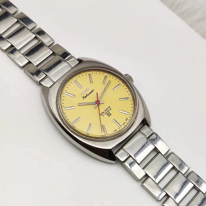 HMT Kohinoor Yellow Stick Indices Dial Para Shock 17 Jewels Handwinding Watch