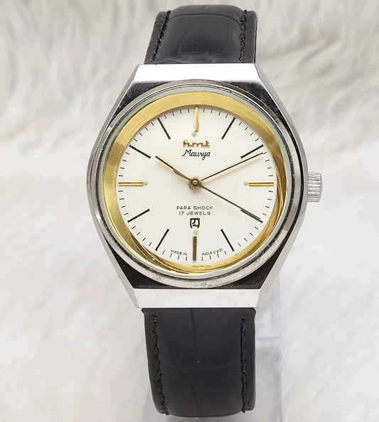 HMT Maurya Para Shock 17 Jewels Cream Color Dial Mechanical Handwinding 0231