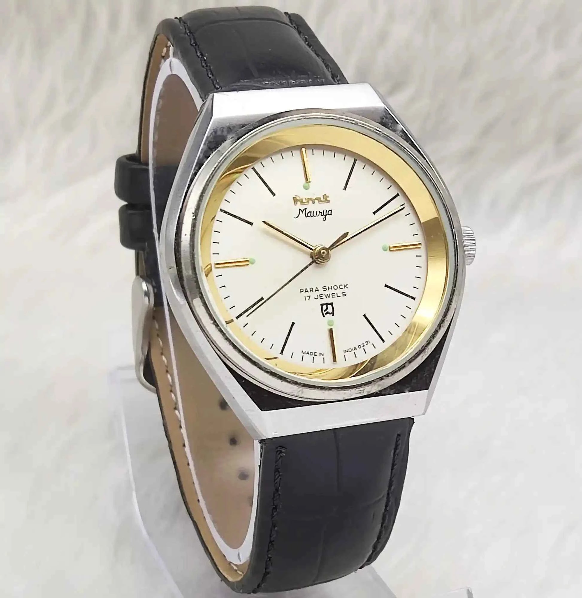 HMT Maurya Para Shock 17 Jewels Cream Color Dial Mechanical Handwinding 0231