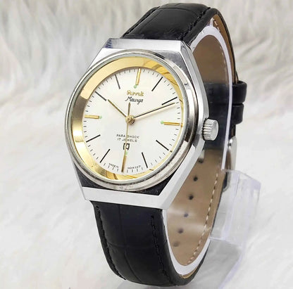 HMT Maurya Para Shock 17 Jewels Cream Color Dial Mechanical Handwinding 0231