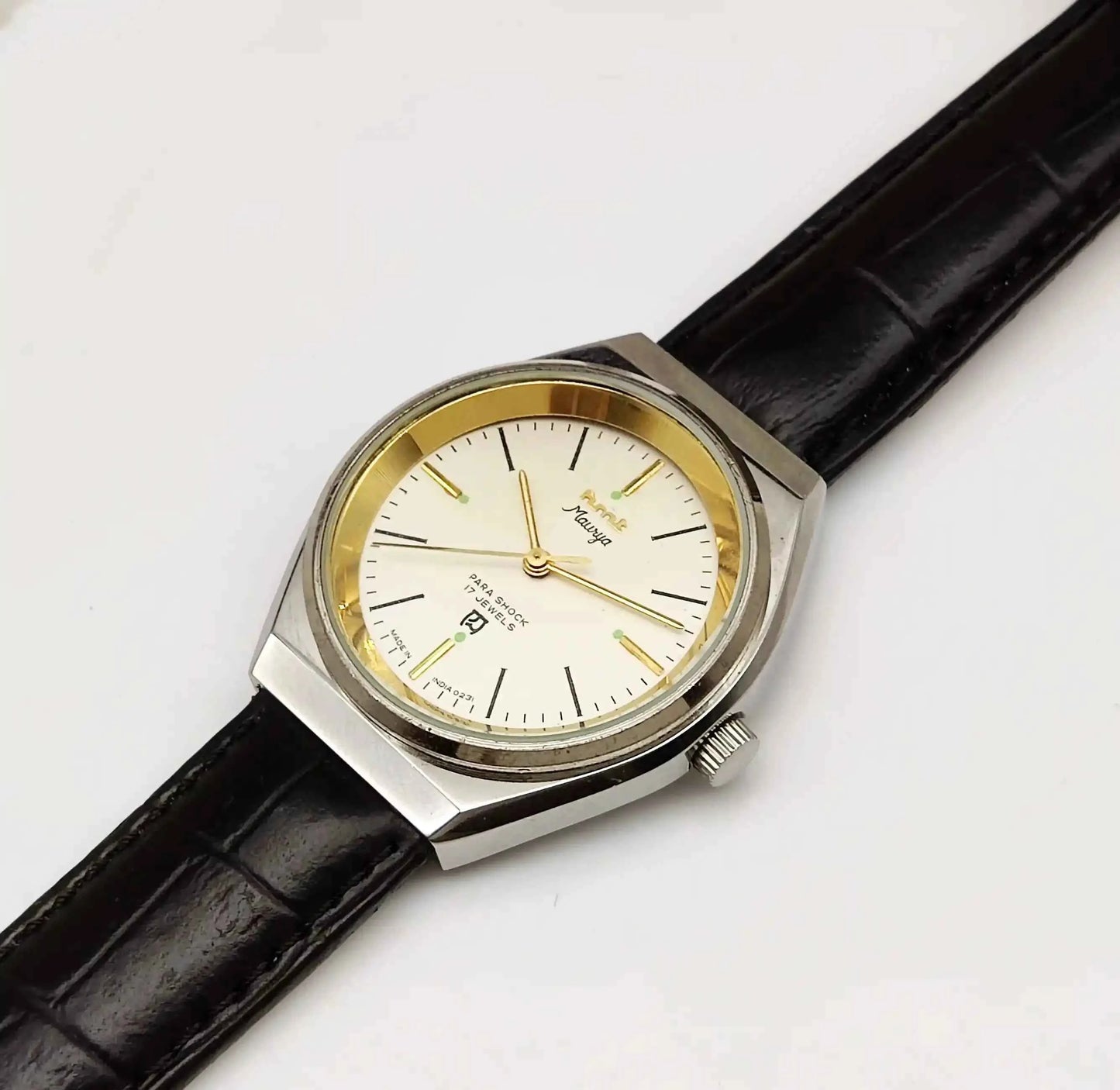 HMT Maurya Para Shock 17 Jewels Cream Color Dial Mechanical Handwinding 0231