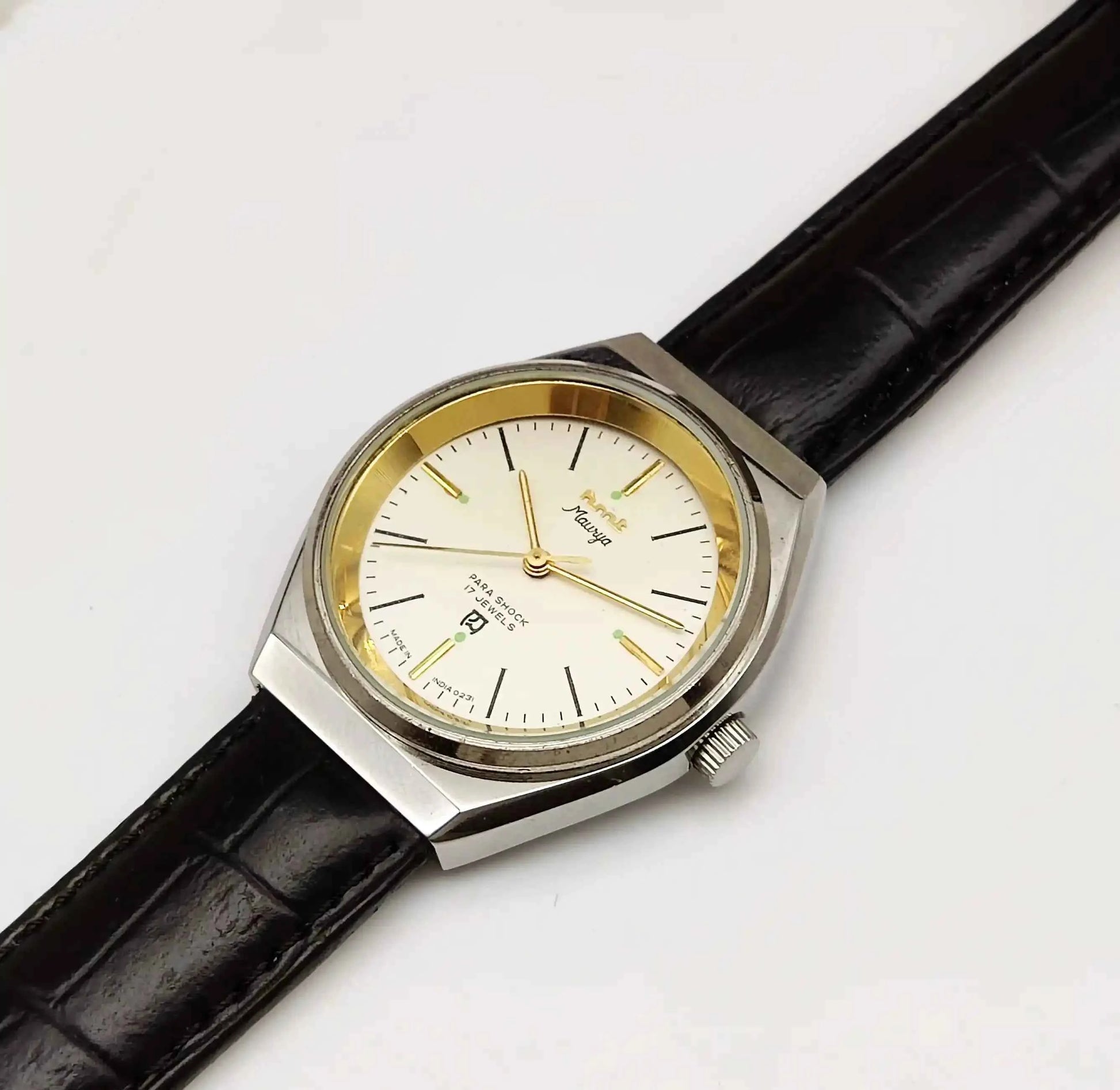 HMT Maurya Para Shock 17 Jewels Cream Color Dial Mechanical Handwinding 0231
