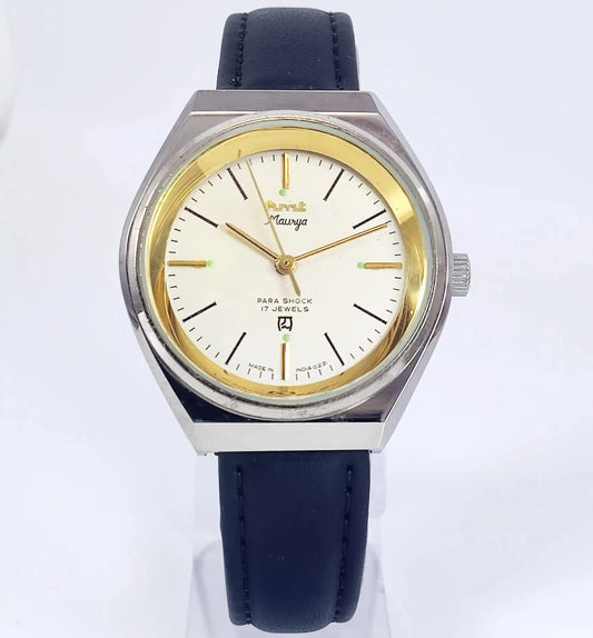 HMT Maurya Para Shock 17 jewels Handwinding White Golden Dial Discover-Diamonds Physical