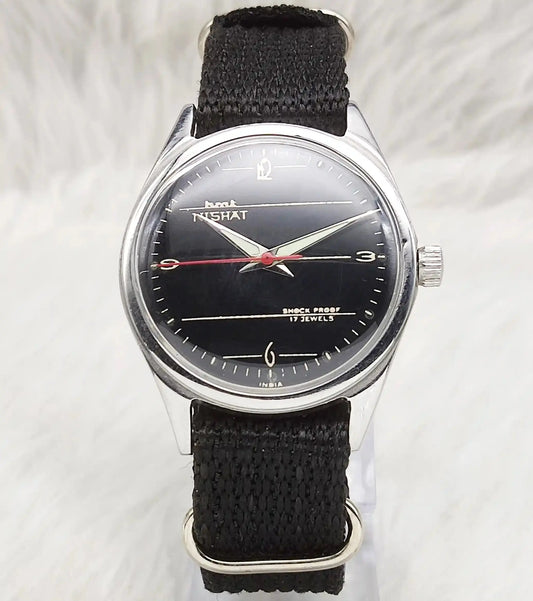 HMT Nishant English Numerals 17 Jewels Black Dial