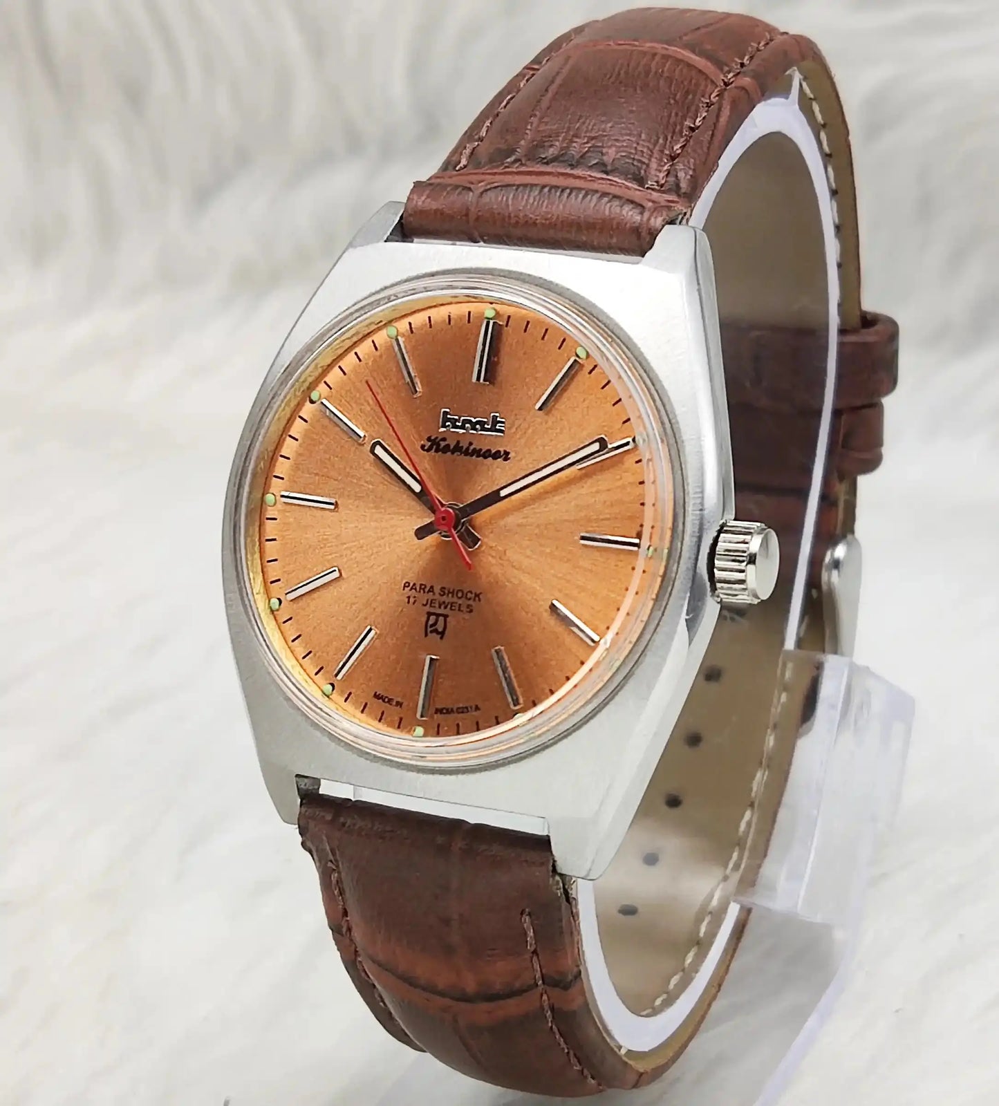 HMT Orange Stick Indices Kohinoor Para Shock 17 Jewels Handwinding