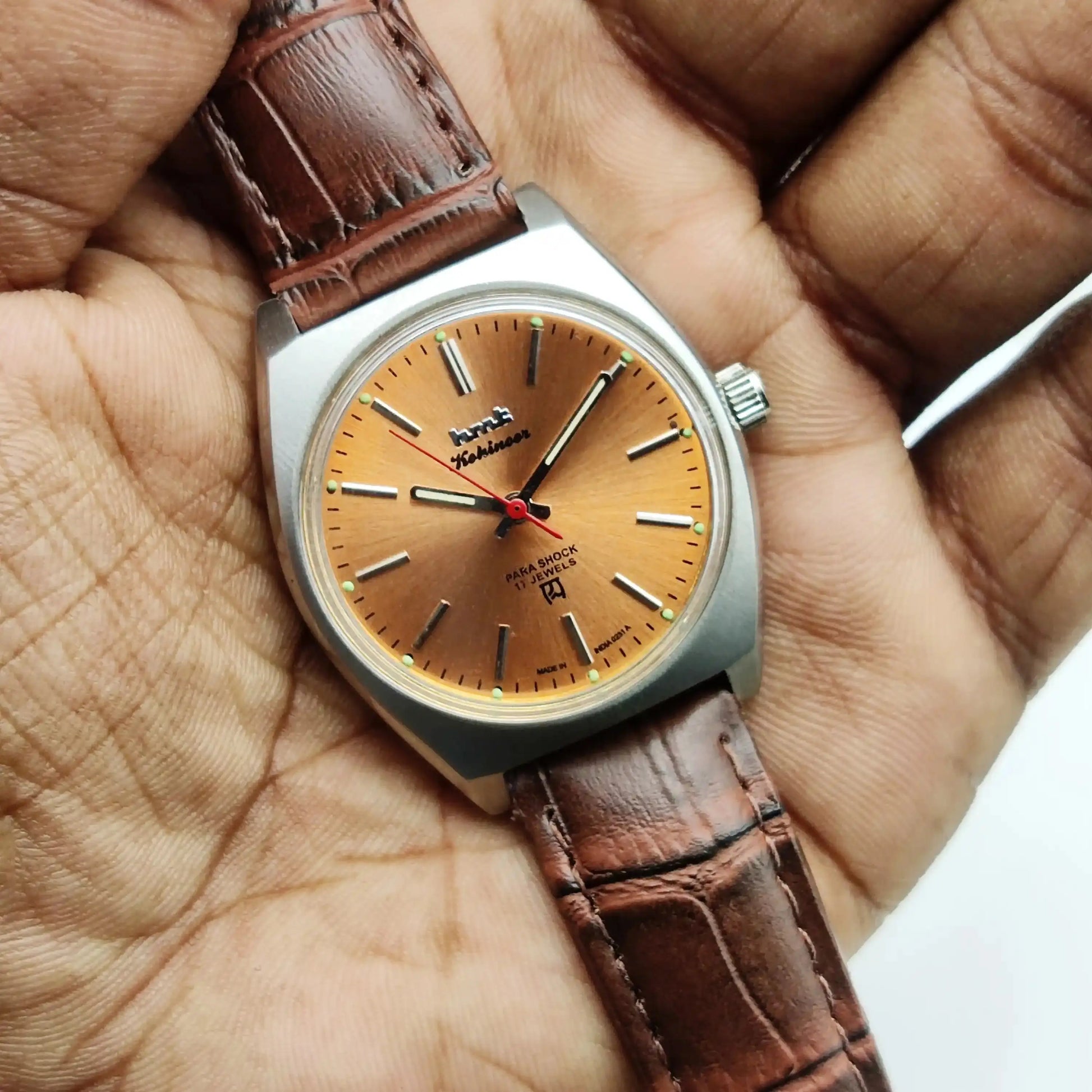 HMT Orange Stick Indices Kohinoor Para Shock 17 Jewels Handwinding