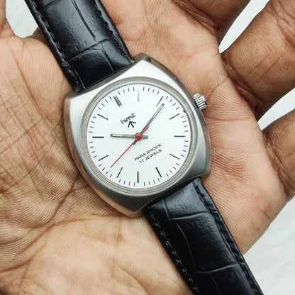 HMT Para Shock 17 Jewels Silver Dial Stick Indices Mechanical Handwinding Watch