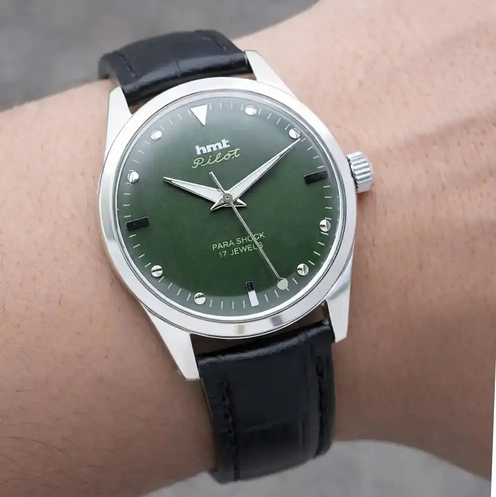 HMT Pilot 17 Jewels Handwinding Apple Green Dial Discover-Diamonds Physical