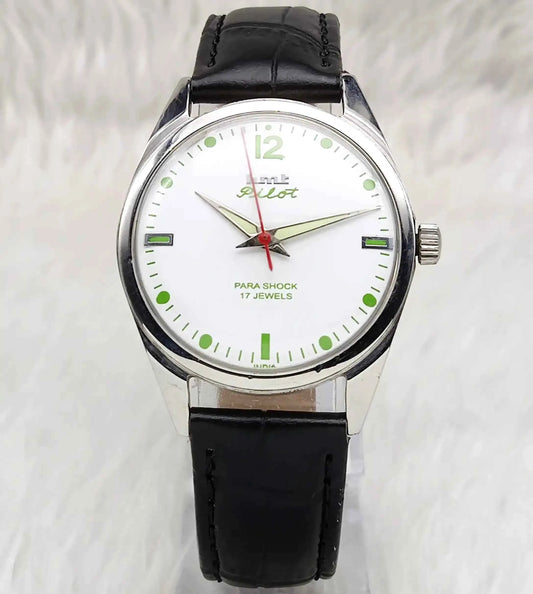 HMT Pilot 17 Jewels Stick-Dotted Indices White Dial Handwinding Watch