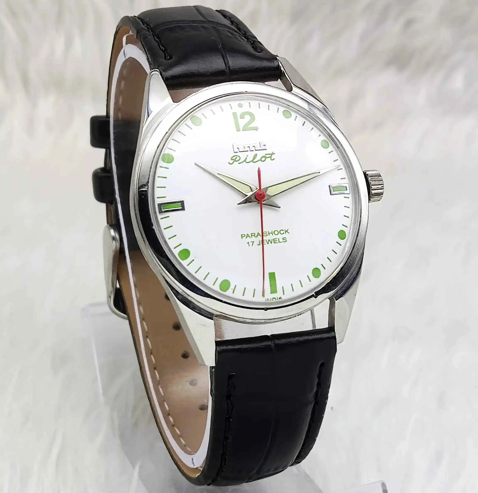 HMT Pilot 17 Jewels Stick-Dotted Indices White Dial Handwinding Watch