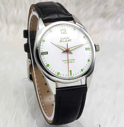 HMT Pilot 17 Jewels Stick-Dotted Indices White Dial Handwinding Watch