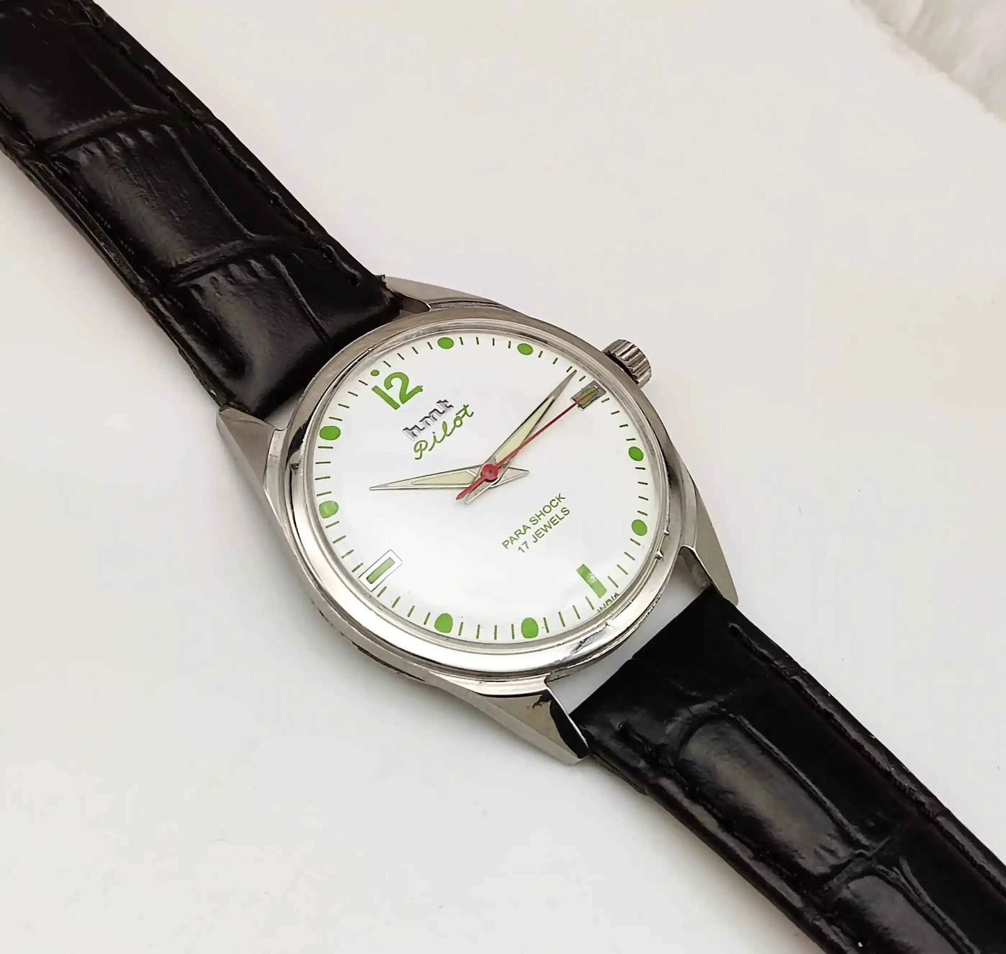 HMT Pilot 17 Jewels Stick-Dotted Indices White Dial Handwinding Watch