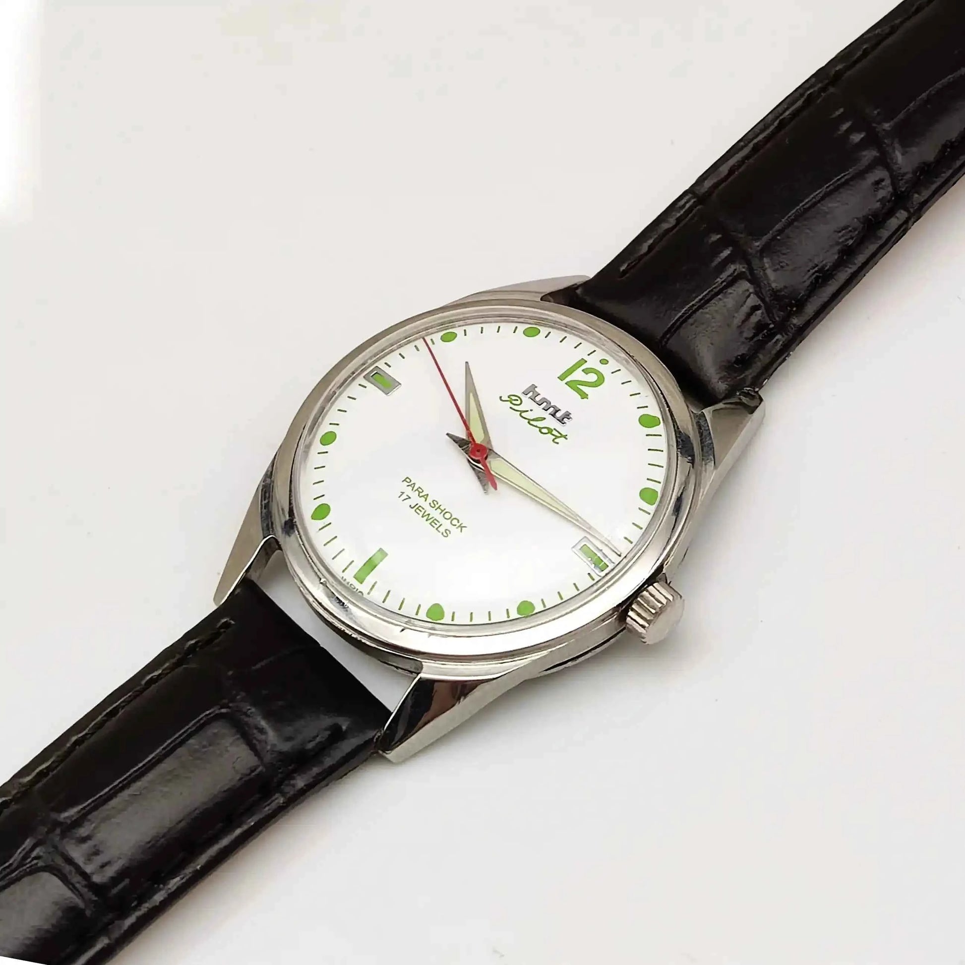 HMT Pilot 17 Jewels Stick-Dotted Indices White Dial Handwinding Watch