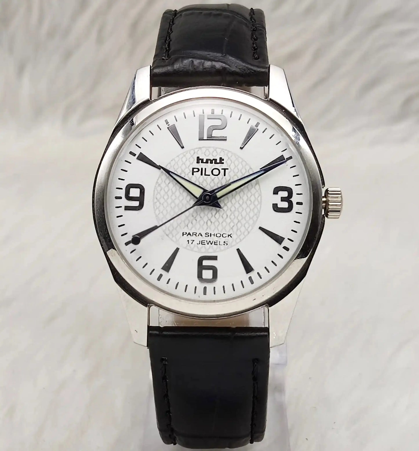 HMT Pilot 17 Jewels Stick-English Numerals Indices White Dial Handwinding
