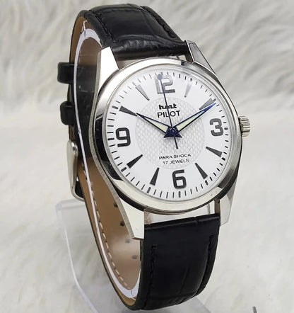 HMT Pilot 17 Jewels Stick-English Numerals Indices White Dial Handwinding