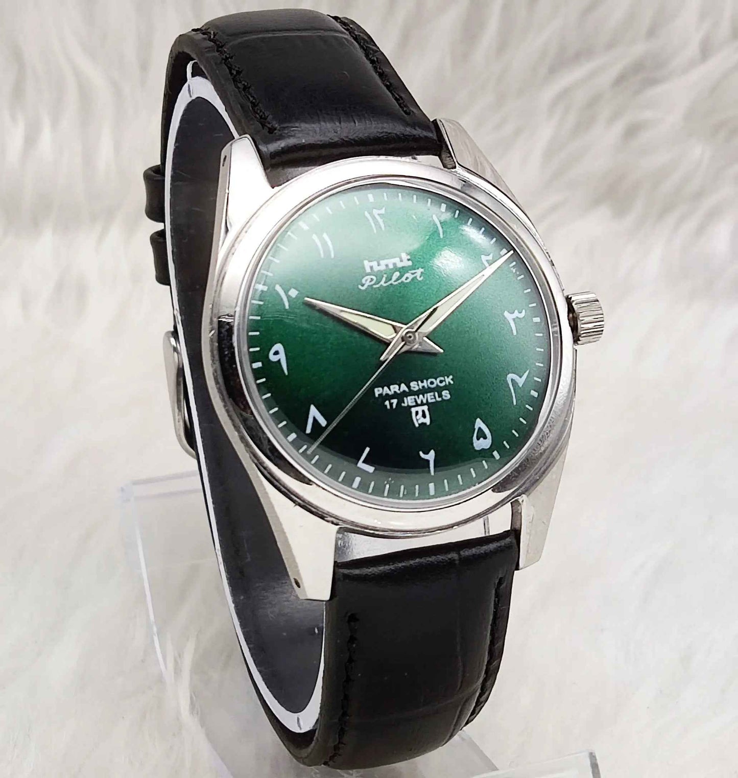 HMT Pilot Arabic Font Handwinding 17 Jewels Men's Watch Green Dial