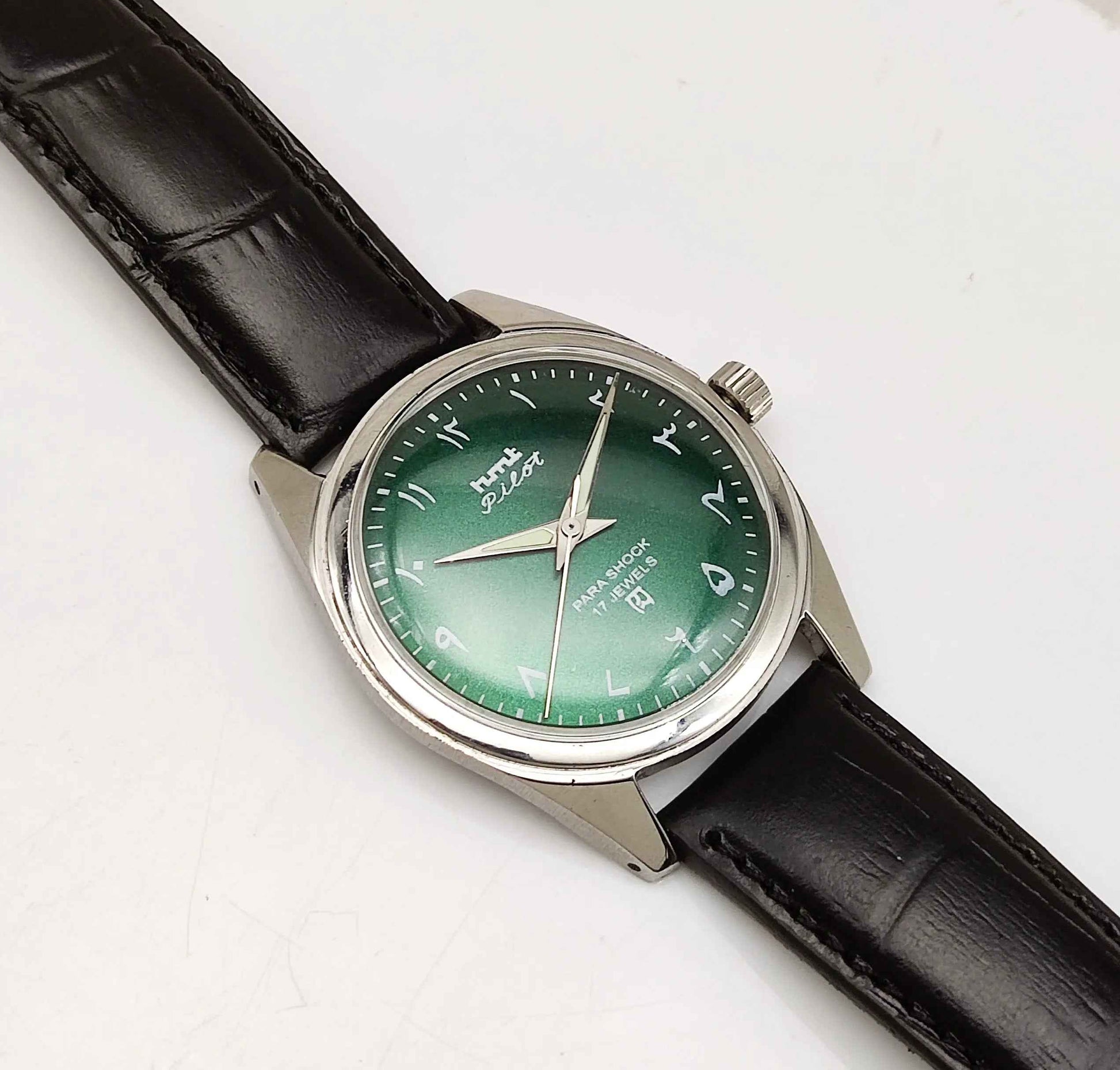 HMT Pilot Arabic Font Handwinding 17 Jewels Men's Watch Green Dial