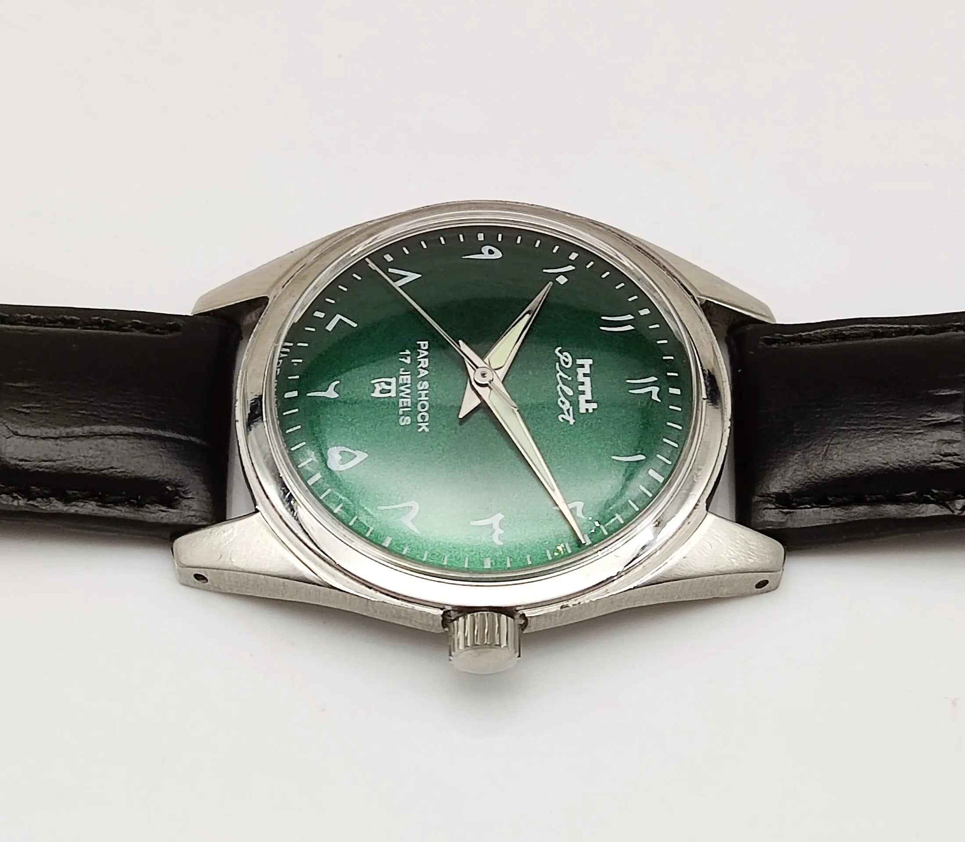 HMT Pilot Arabic Font Handwinding 17 Jewels Men's Watch Green Dial