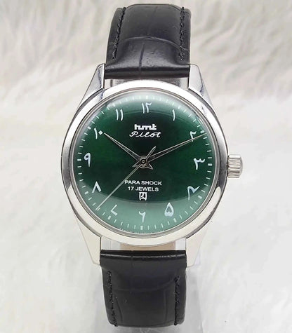 HMT Pilot Arabic/Urdu Font Green Dial 17 Jewels Men's Watch