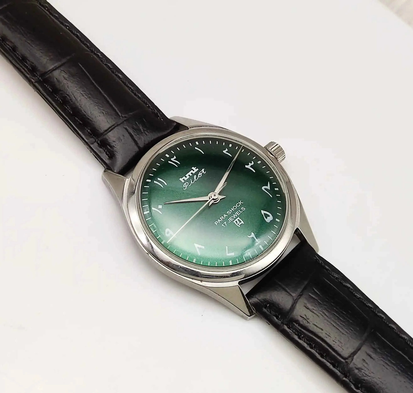 HMT Pilot Arabic/Urdu Font Green Dial 17 Jewels Men's Watch