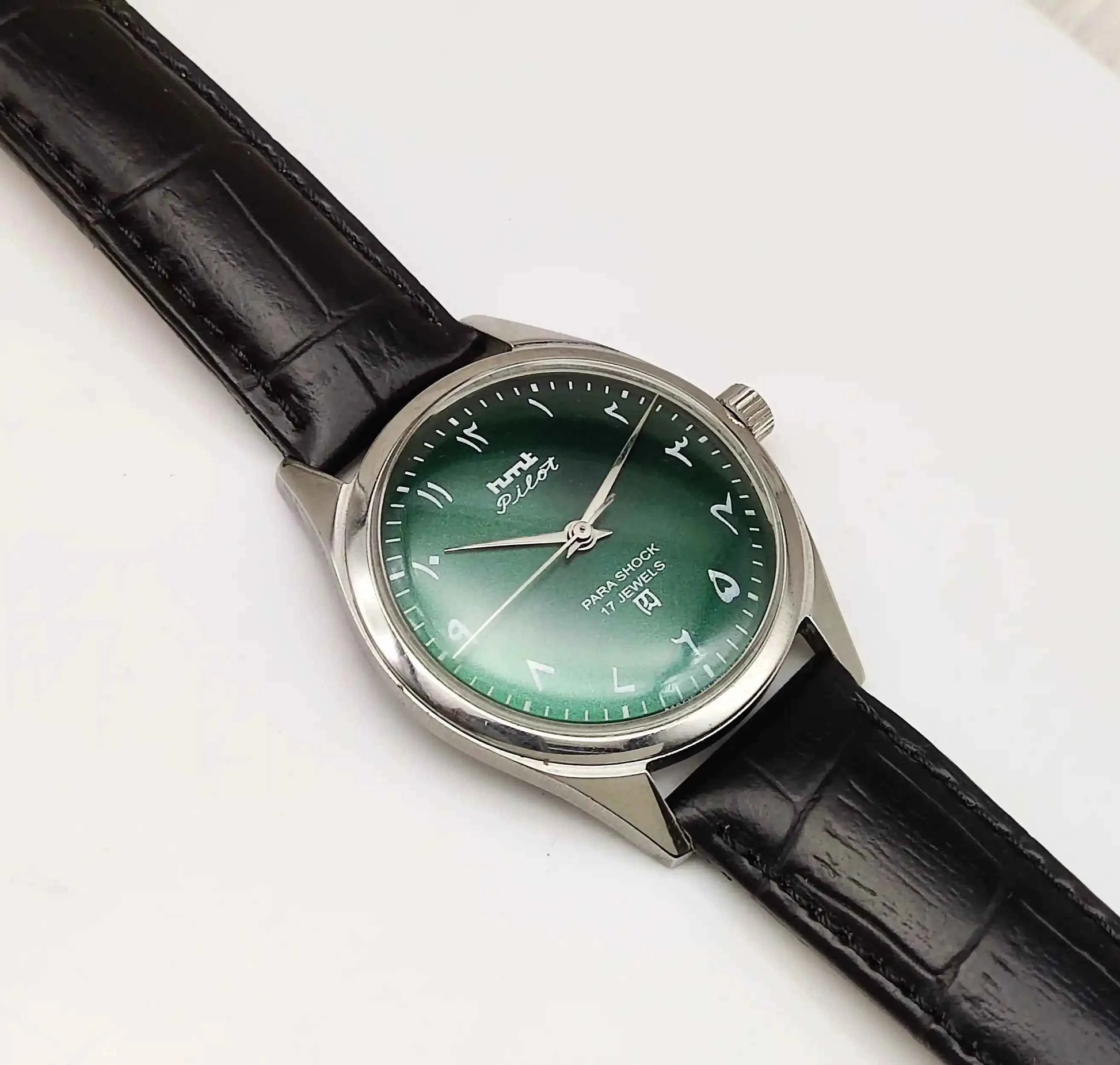 HMT Pilot Arabic/Urdu Font Green Dial 17 Jewels Men's Watch