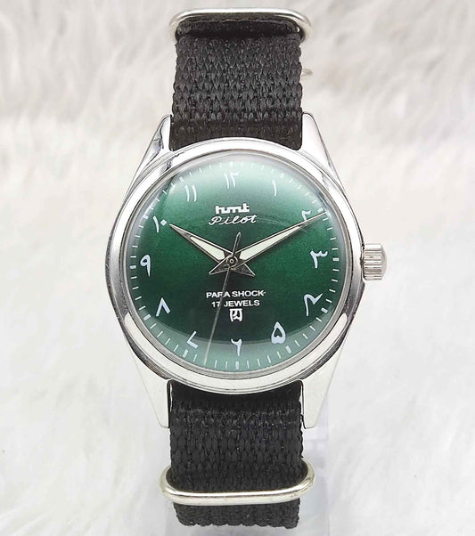 HMT Pilot Arabic/Urdu Font Handwinding 17 Jewels Men's Watch