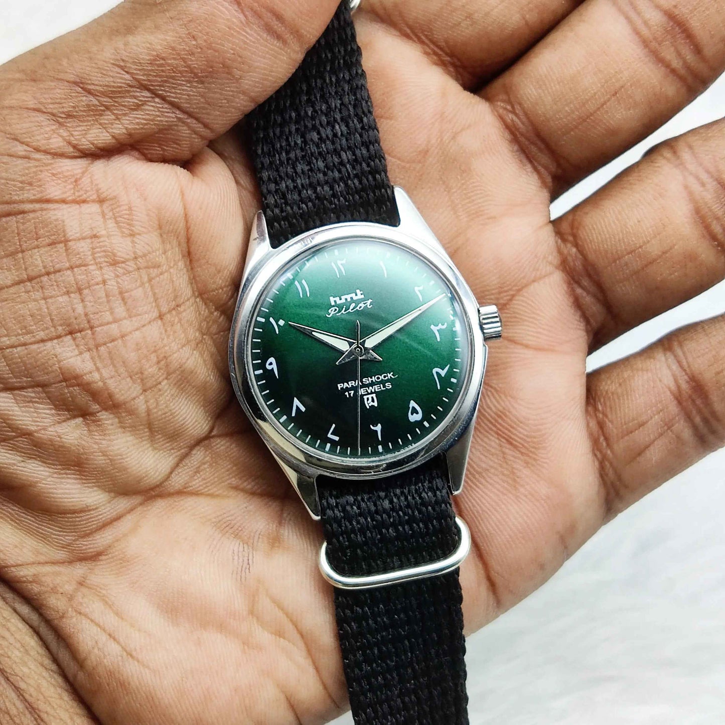 HMT Pilot Arabic/Urdu Font Handwinding 17 Jewels Men's Watch