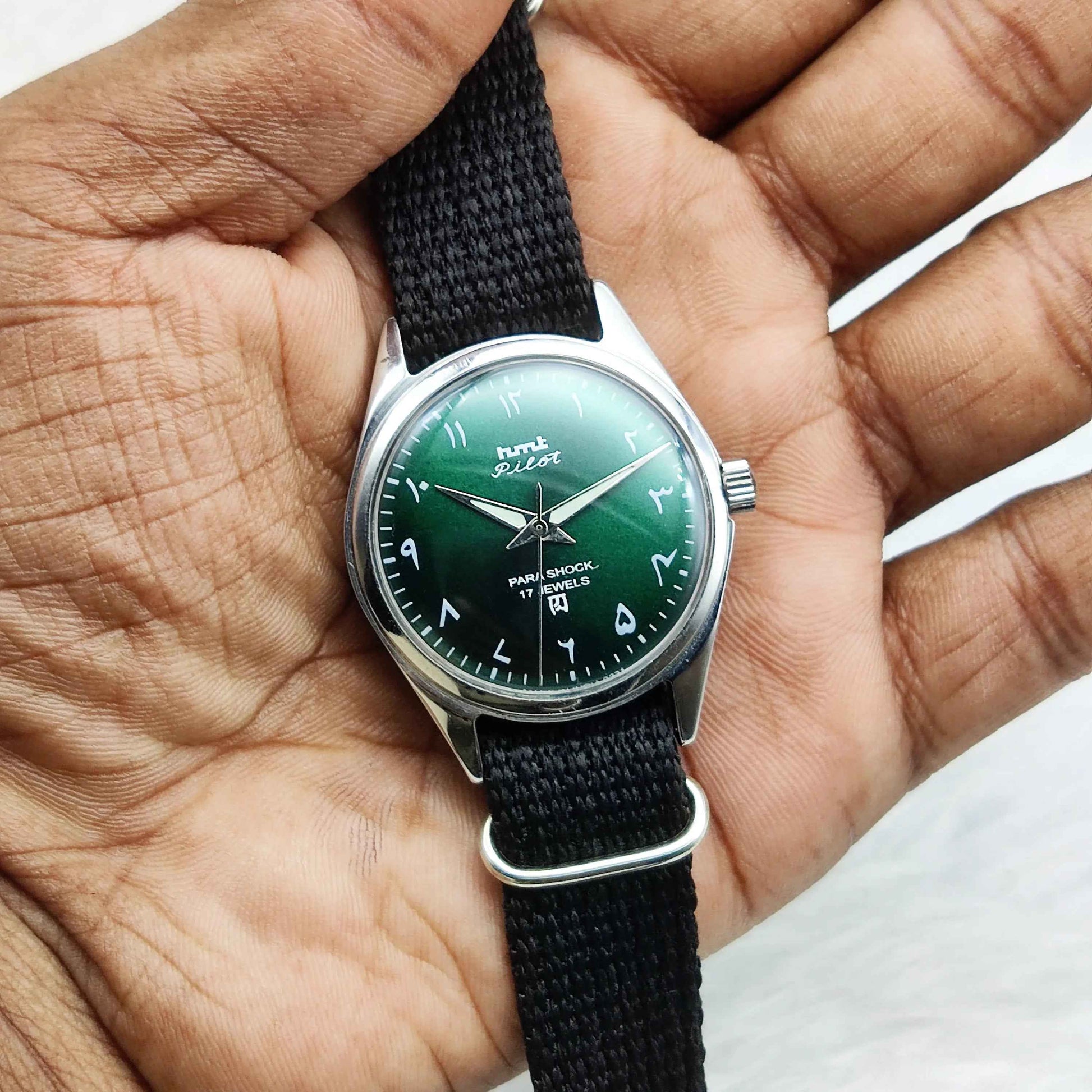 HMT Pilot Arabic/Urdu Font Handwinding 17 Jewels Men's Watch